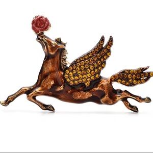 Brown Pegasus Winged Rose Brooch